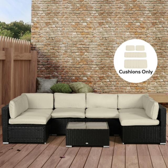 Rackhams Garden Rattan Sofa Set Polyester Cover Replacement No Cushion Beige - Cream White - Polyester - Rattan Sofa Set Cushion Cover - image 1