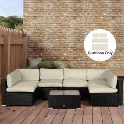 Rackhams Garden Rattan Sofa Set Polyester Cover Replacement No Cushion Beige - Cream White - Polyester - Rattan Sofa Set Cushion Cover