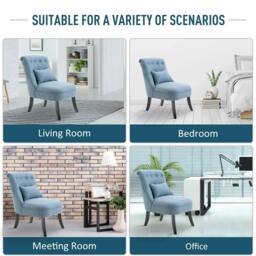Rackhams Fabric Single Sofa Dining Chair Tub Chair Upholstered W/ Pillow Solid Wood Leg Home Living Room Furniture Blue - thumbnail 5