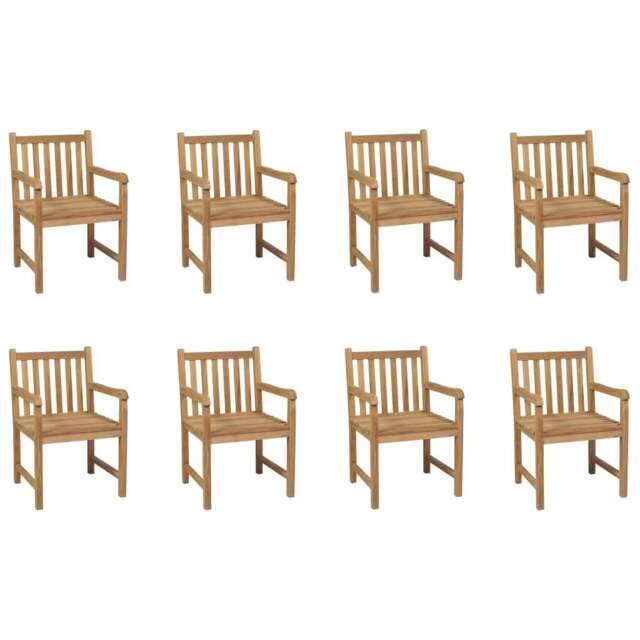 Rackhams Outdoor Chairs 8 pcs Solid Teak Wood