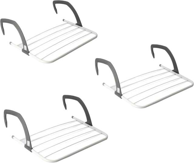 Rackhams Foldable Indoor Cloth Airer Drying Radiator Bath Rack 5 Bars with Waterproof Adjustable Arms Space-Saving Drying Rack, Indoor Outdoor Towel Holder - PACK OF 3 - image 1