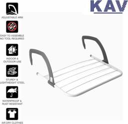 Rackhams Foldable Indoor Cloth Airer Drying Radiator Bath Rack 5 Bars with Waterproof Adjustable Arms Space-Saving Drying Rack, Indoor Outdoor Towel Holder - PACK OF 3 - thumbnail 5