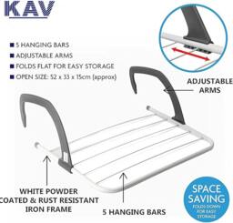 Rackhams Foldable Indoor Cloth Airer Drying Radiator Bath Rack 5 Bars with Waterproof Adjustable Arms Space-Saving Drying Rack, Indoor Outdoor Towel Holder - PACK OF 3 - thumbnail 6