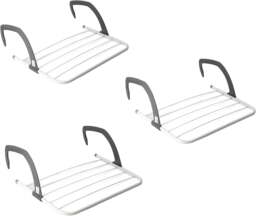 Rackhams Foldable Indoor Cloth Airer Drying Radiator Bath Rack 5 Bars with Waterproof Adjustable Arms Space-Saving Drying Rack, Indoor Outdoor Towel Holder - PACK OF 3
