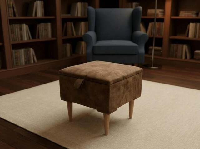 Rackhams Premium marble Brown Storage Ottoman Bench – Multi-Purpose Coffee Table & Extra Seating - ISTOOLS - 19 x 17 Inches (48 x 43cm) - image 1