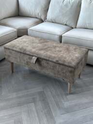 Rackhams Premium marble Brown Storage Ottoman Bench – Multi-Purpose Coffee Table & Extra Seating - ISTOOLS - 19 x 17 Inches (48 x 43cm) - thumbnail 6