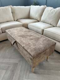 Rackhams Premium marble Brown Storage Ottoman Bench – Multi-Purpose Coffee Table & Extra Seating - ISTOOLS - 19 x 17 Inches (48 x 43cm) - thumbnail 2