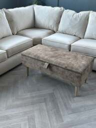 Rackhams Premium marble Brown Storage Ottoman Bench – Multi-Purpose Coffee Table & Extra Seating - ISTOOLS - 19 x 17 Inches (48 x 43cm) - thumbnail 5
