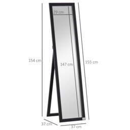 Rackhams Full Length Mirror, Floor Standing or Wall-Mounted Long Mirror, Black - Black - thumbnail 6