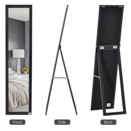 Rackhams Full Length Mirror, Floor Standing or Wall-Mounted Long Mirror, Black - Black - thumbnail 4
