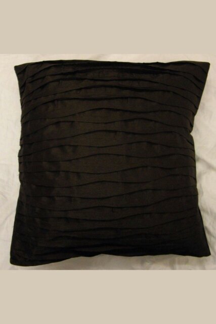 Rackhams Lyon Pleated Faux Silk Scatter Cushion Cover - Chocolate - image 1