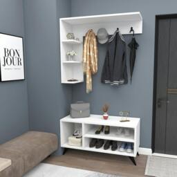 Rackhams Hallway Coat Rack with Shelves Cassia - White - thumbnail 1