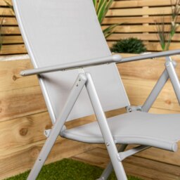 Rackhams Outdoor Garden Patio Multi Position Reclining Folding Chair in Grey - Set of 2 - thumbnail 5
