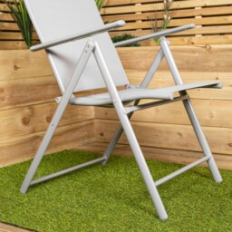 Rackhams Outdoor Garden Patio Multi Position Reclining Folding Chair in Grey - Set of 2 - thumbnail 6