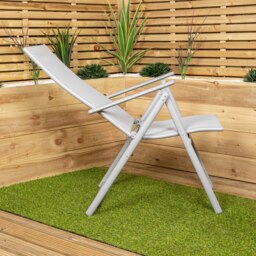 Rackhams Outdoor Garden Patio Multi Position Reclining Folding Chair in Grey - Set of 2 - thumbnail 3