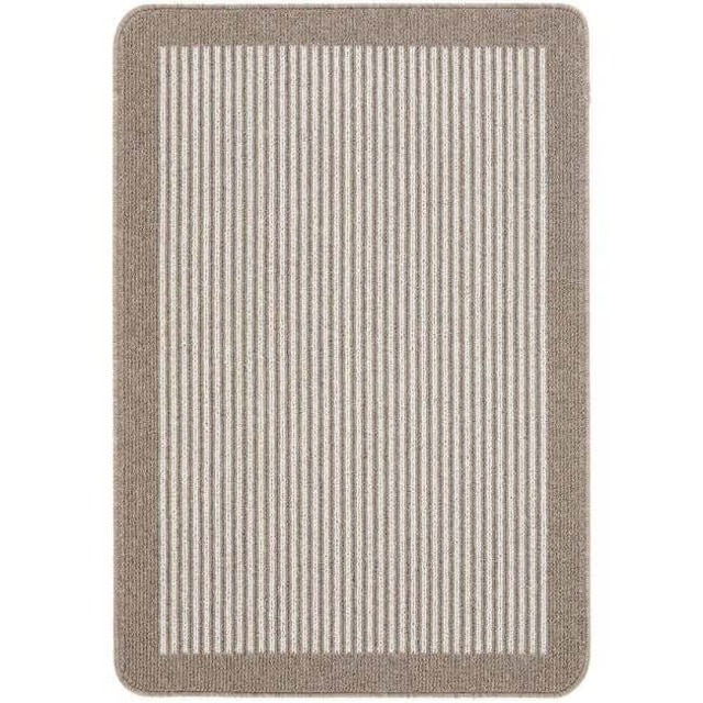 Rackhams Washable Striped Beige Mat and Runner - 67X100 cm - image 1