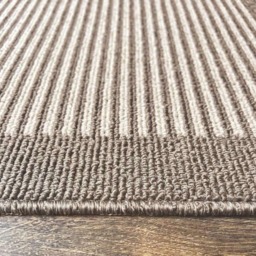 Rackhams Washable Striped Beige Mat and Runner - 67X100 cm - thumbnail 3