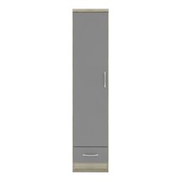 Rackhams Nevada 1 Door 1 Drawer Wardrobe - Grey Gloss and Light Oak - thumbnail 2