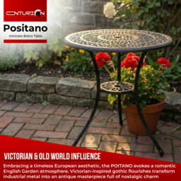 Rackhams POSITANO Garden and Patio Black Cast Aluminium Bistro Table - thumbnail 2