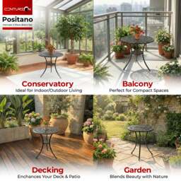Rackhams POSITANO Garden and Patio Black Cast Aluminium Bistro Table - thumbnail 3