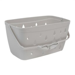 Rackhams Plastic Peg Basket, Grey with 24 Wooden Retro Pegs, Brown - thumbnail 3
