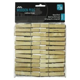 Rackhams Plastic Peg Basket, Grey with 24 Wooden Retro Pegs, Brown - thumbnail 6