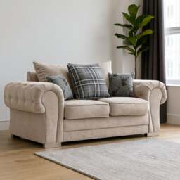 Rackhams Milan Chesterfield Fabric 3 + 2 Seater Sofa Suite - Scatter Back - Grey - thumbnail 6