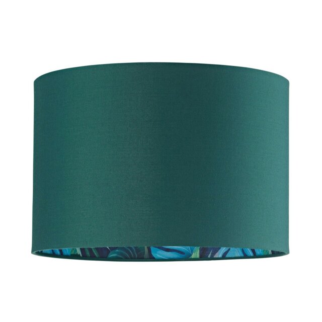 Rackhams Stylish Forest Green Cotton Fabric Lamp Shade with Inner Jungle Palm Tree Print - image 1
