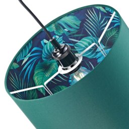Rackhams Stylish Forest Green Cotton Fabric Lamp Shade with Inner Jungle Palm Tree Print - thumbnail 4