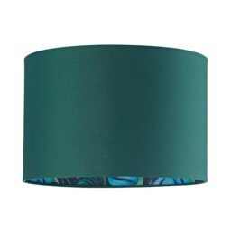 Rackhams Stylish Forest Green Cotton Fabric Lamp Shade with Inner Jungle Palm Tree Print