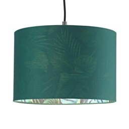 Rackhams Stylish Forest Green Cotton Fabric Lamp Shade with Inner Jungle Palm Tree Print - thumbnail 2