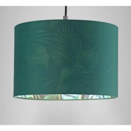 Rackhams Stylish Forest Green Cotton Fabric Lamp Shade with Inner Jungle Palm Tree Print - thumbnail 5