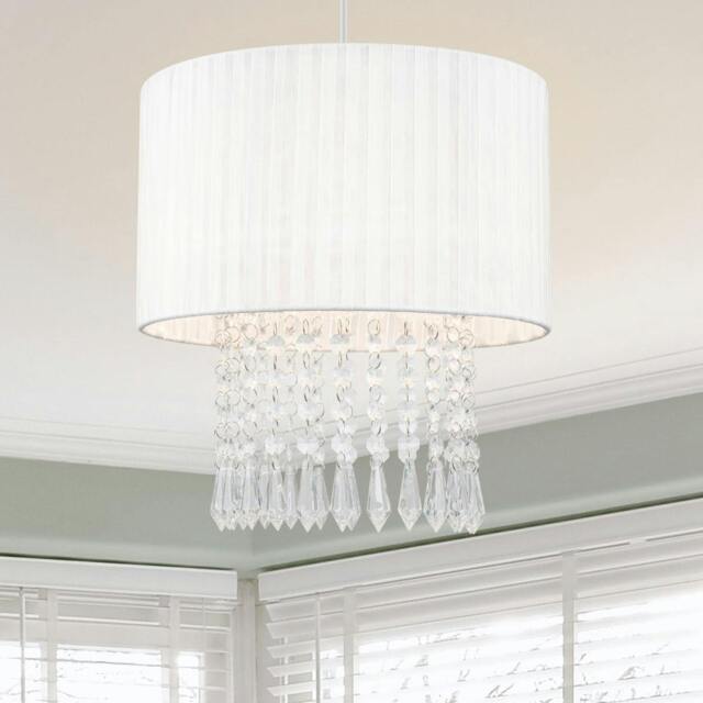 Rackhams Winni Beaded Voile Easyfit Lamp Shade - Cream White - image 1