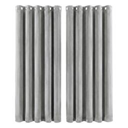 "Rackhams Thick Thermal Blackout Curtains Velvet Eyelet Ring Top Ready Made - 66"" x 90"" - Grey" - thumbnail 1