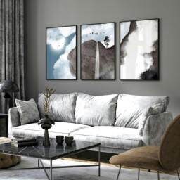 Rackhams Large picture for living room - set of 3 framed wall art - 20 x 30 in / 50 x 76 cm - Satin Photo paper 280 gsm - Black Frame - thumbnail 6