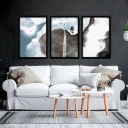 Rackhams Large picture for living room - set of 3 framed wall art - 20 x 30 in / 50 x 76 cm - Satin Photo paper 280 gsm - Black Frame - thumbnail 2