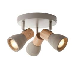 Rackhams Stoneleigh 3 Light Concrete & Wood Effect Ceiling Spotlight Plate - thumbnail 3