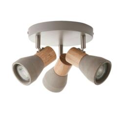 Rackhams Stoneleigh 3 Light Concrete & Wood Effect Ceiling Spotlight Plate - thumbnail 2