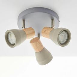 Rackhams Stoneleigh 3 Light Concrete & Wood Effect Ceiling Spotlight Plate - thumbnail 4