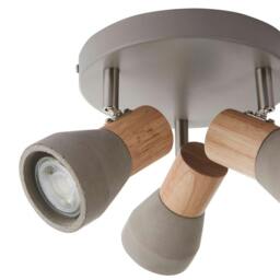 Rackhams Stoneleigh 3 Light Concrete & Wood Effect Ceiling Spotlight Plate - thumbnail 6