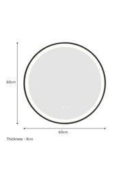 Rackhams D60cm Round Metal Framed LED Wall Mirror - Black - thumbnail 6