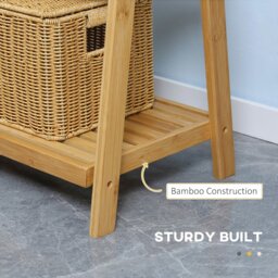 Rackhams Foldable Natural Bamboo Towel Rack with 3 Towel Rails and 3 Shelves - thumbnail 5