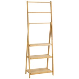 Rackhams Foldable Natural Bamboo Towel Rack with 3 Towel Rails and 3 Shelves - thumbnail 2