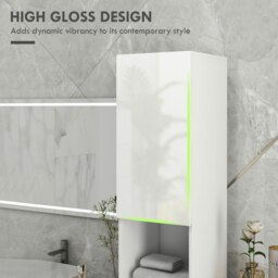Rackhams High Gloss Bathroom Storage Cabinet with Adjustable Shelves White - thumbnail 4