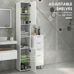 Rackhams High Gloss Bathroom Storage Cabinet with Adjustable Shelves White - thumbnail 5