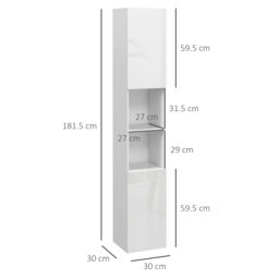 Rackhams High Gloss Bathroom Storage Cabinet with Adjustable Shelves White - thumbnail 6