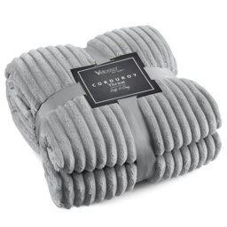 Rackhams Corduroy Plush Throw - 127cm x 152cm - Grey - thumbnail 1