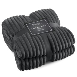 Rackhams Corduroy Plush Throw - 127cm x 152cm - Grey - thumbnail 6