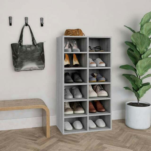 Rackhams Shoe Rack Grey Sonoma 54x34x100.5 cm Engineered Wood