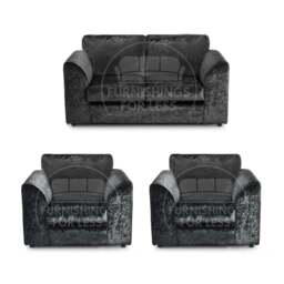 Rackhams Crystal Crushed Velvet 2 Seater and 2 Armchairs Full Back - Mink - thumbnail 3